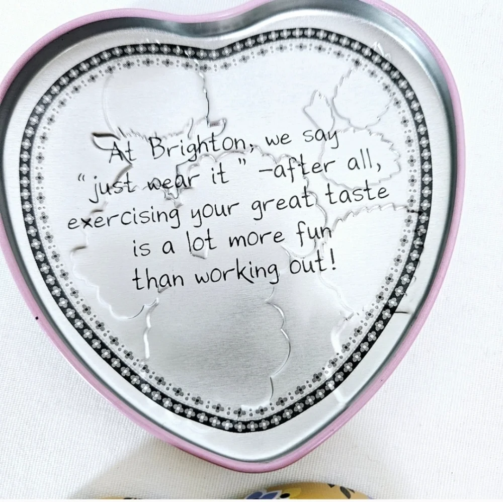 Brighton Heart-Shaped Floral Jewelry Tin Trinket Boxes Set of 2